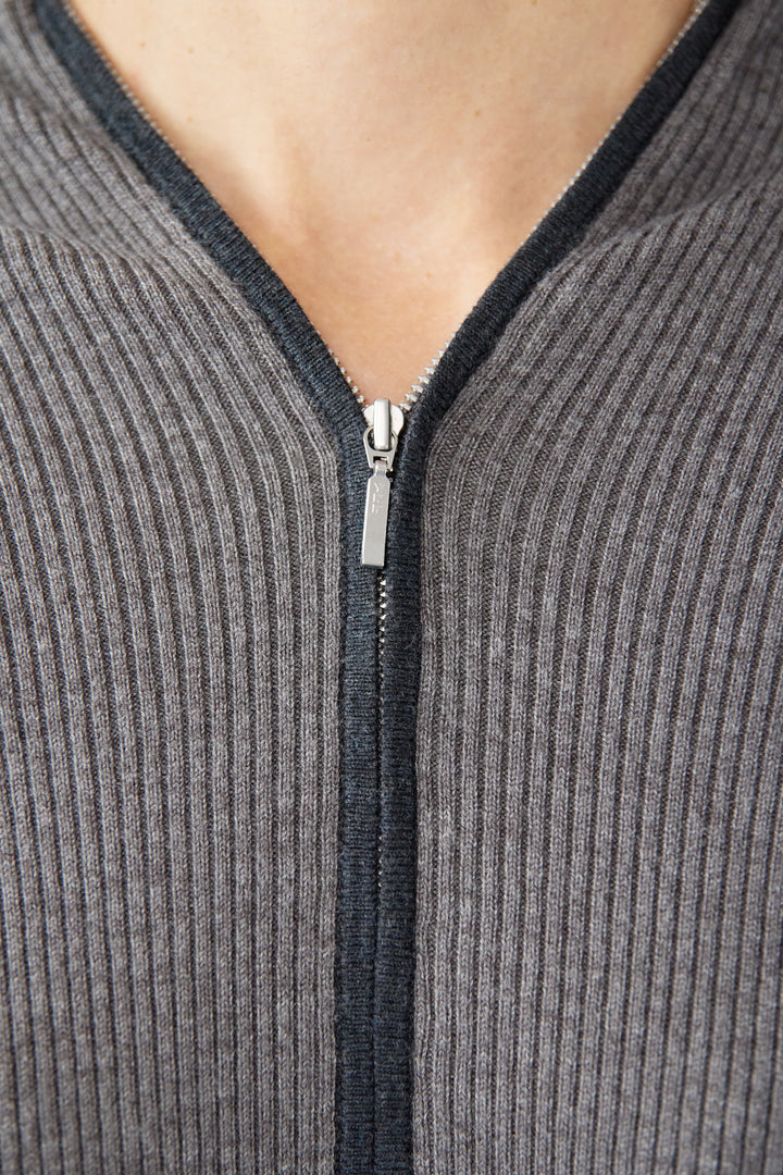 配色ジップニットワンピース