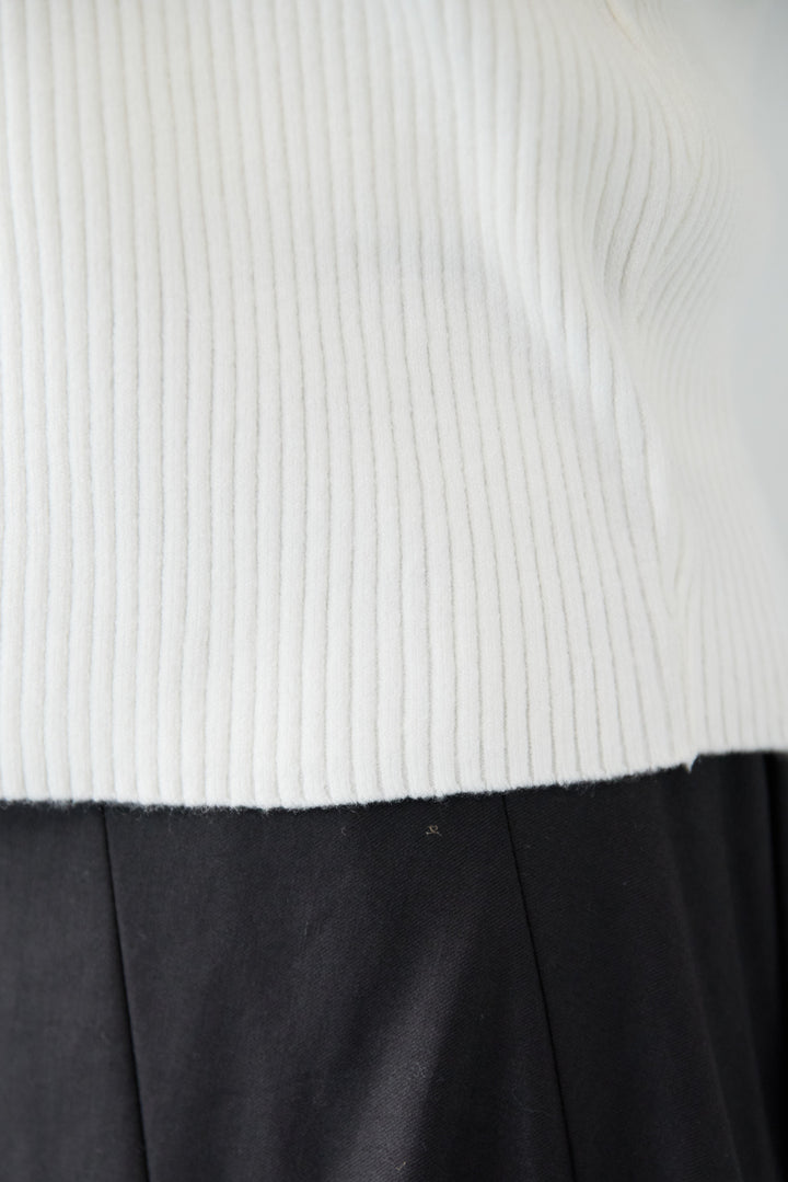 ふんわりタッチVネックリブニット