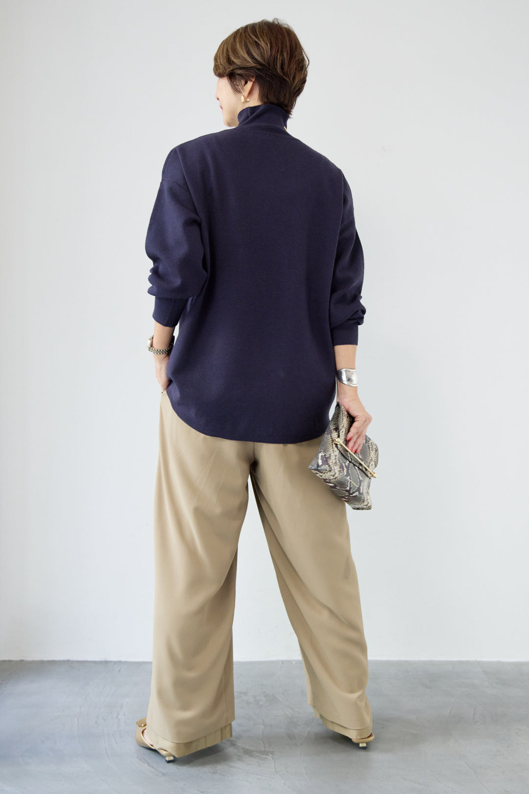 【防静電気】ハイネックやわもちニット