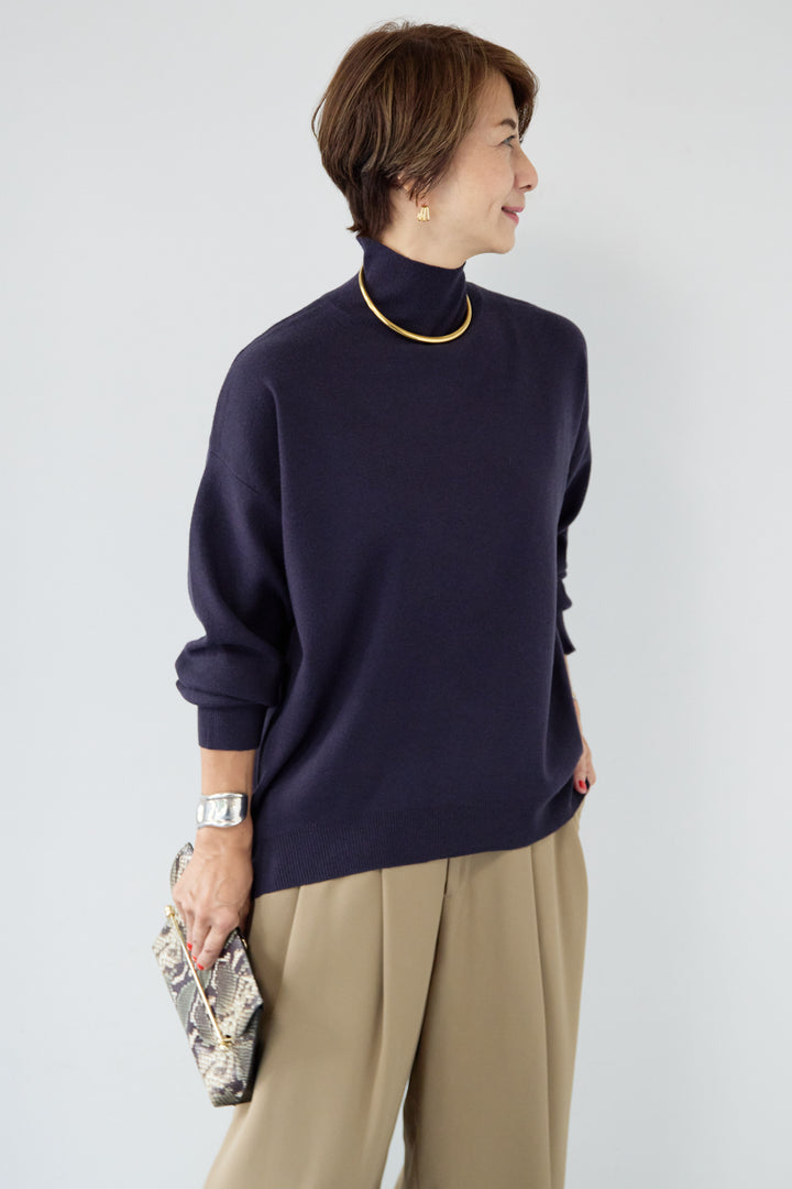 【防静電気】ハイネックやわもちニット