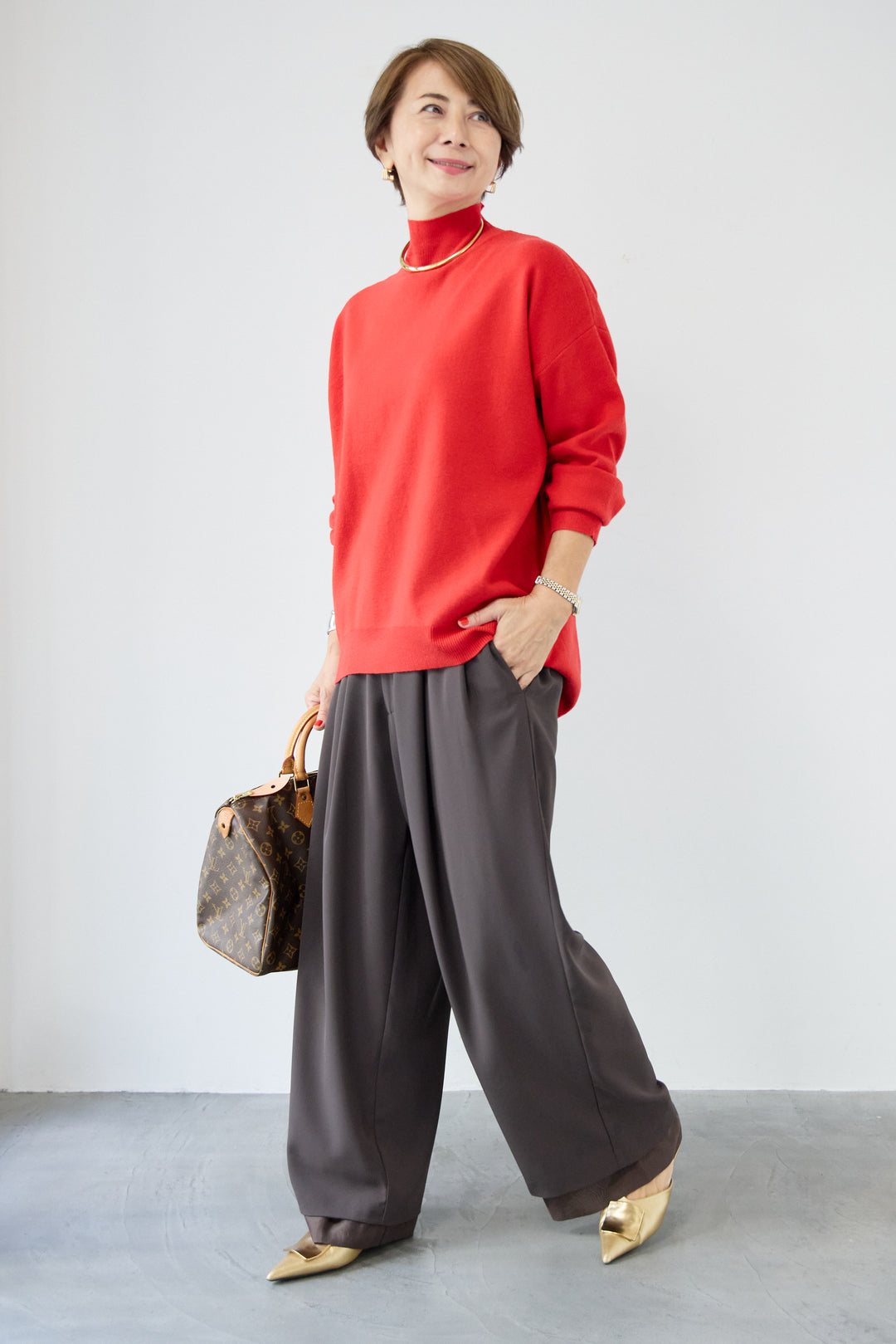 【防静電気】ハイネックやわもちニット