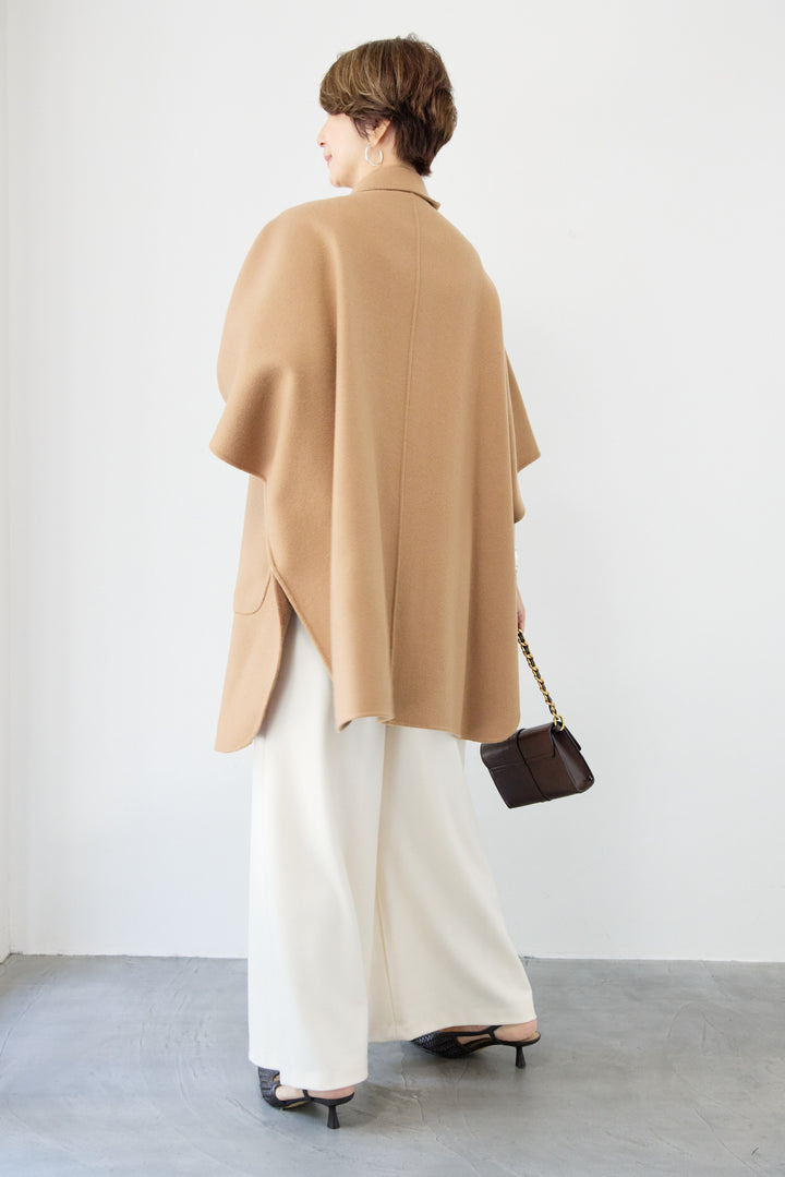 スタンドネックポンチョウールコート