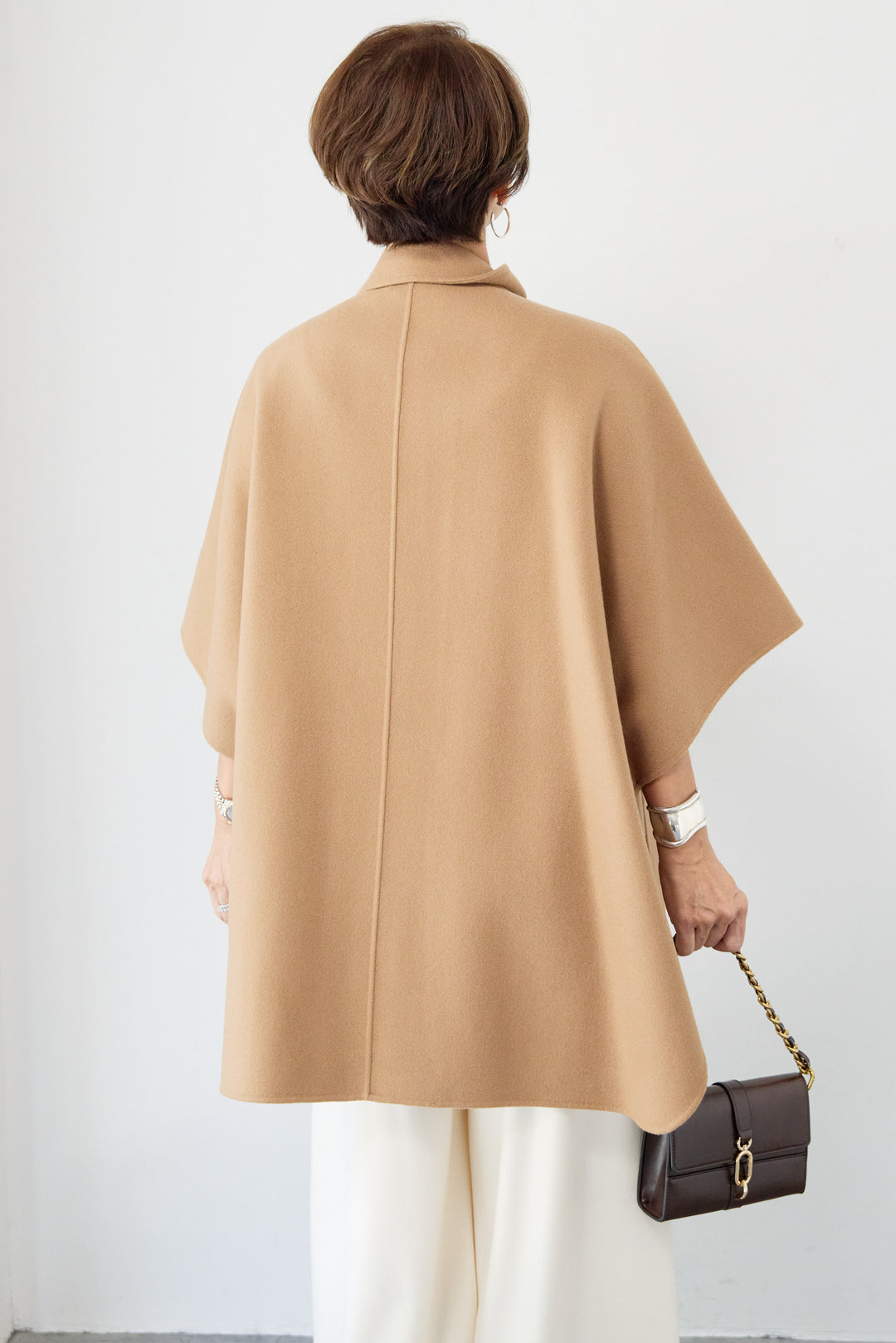 スタンドネックポンチョウールコート