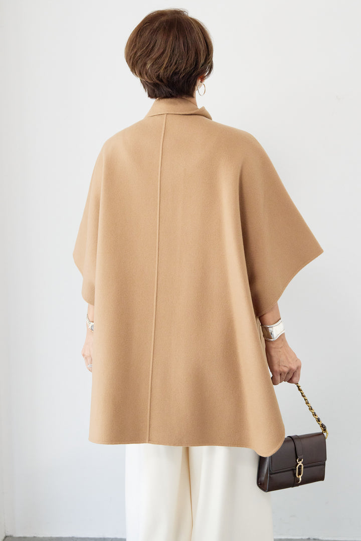 スタンドネックポンチョウールコート