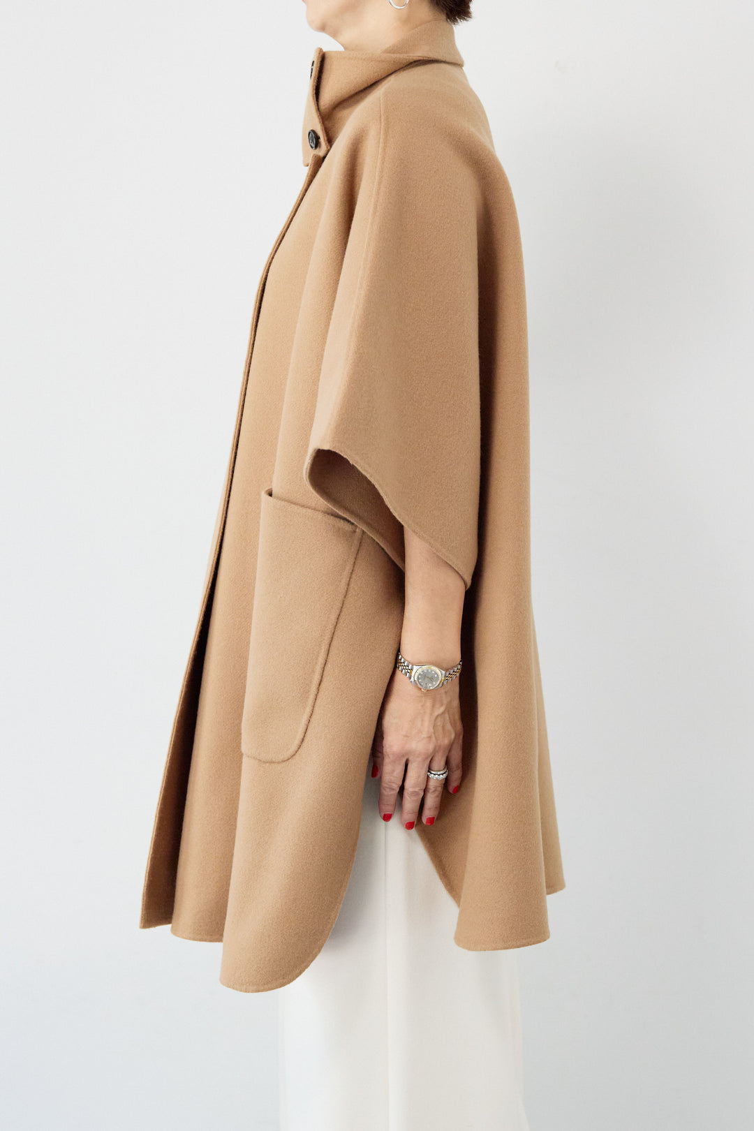 スタンドネックポンチョウールコート