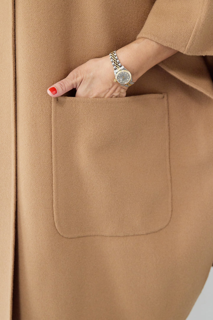 スタンドネックポンチョウールコート