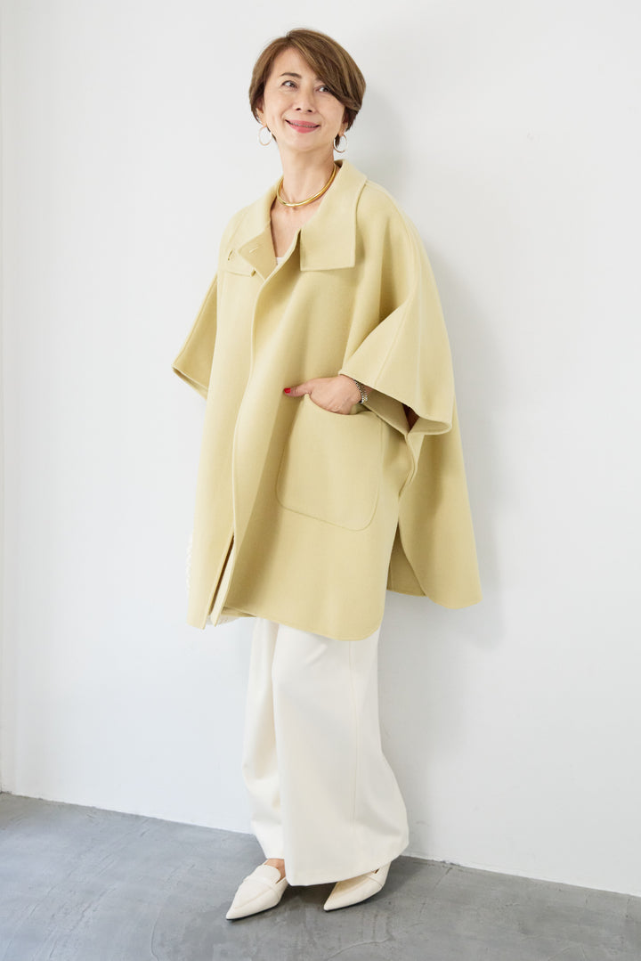 スタンドネックポンチョウールコート