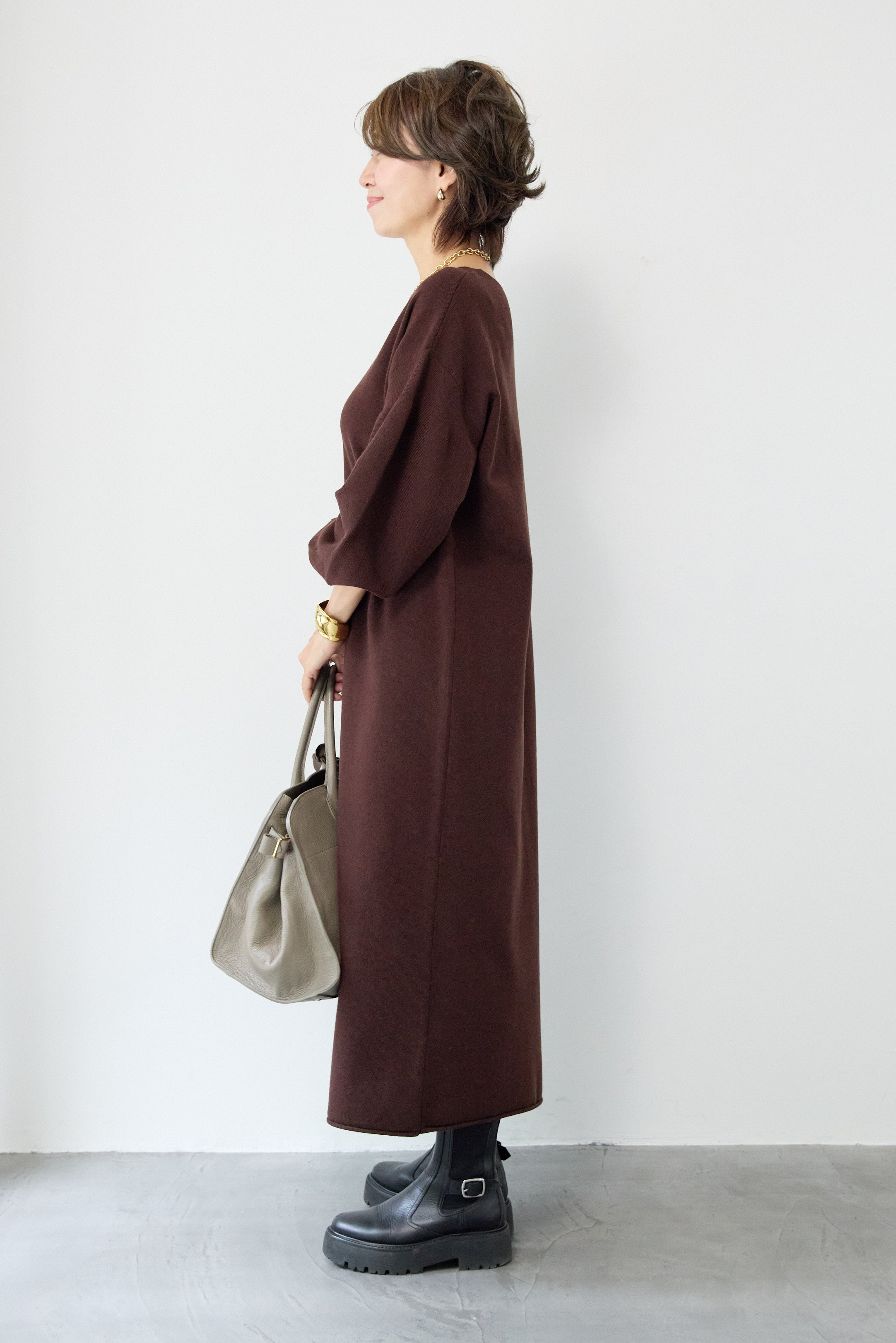 防静電気】前後2WAY配色ラインやわもちニットワンピース – plusotoha