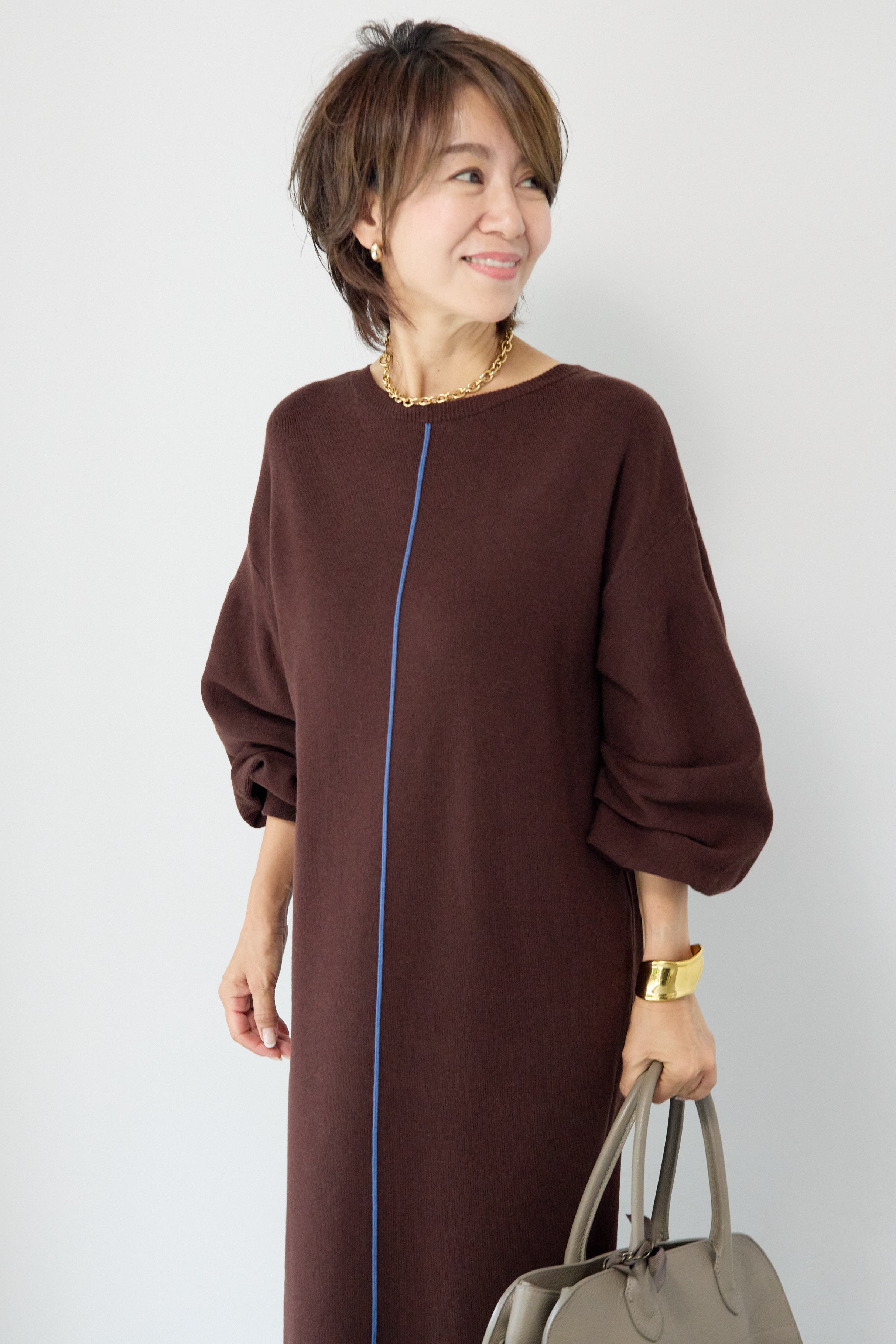 防静電気】前後2WAY配色ラインやわもちニットワンピース – plusotoha