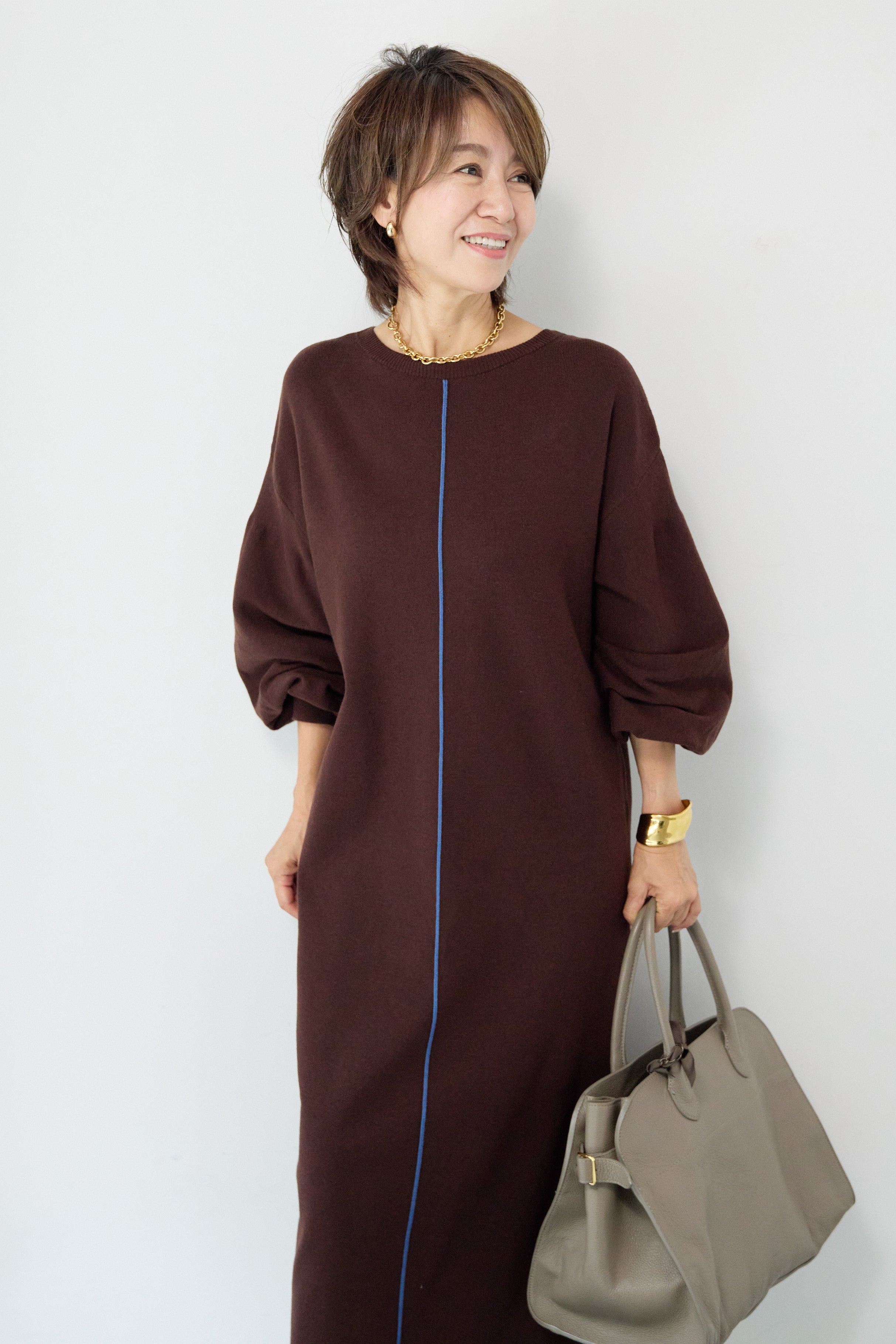 防静電気】前後2WAY配色ラインやわもちニットワンピース – plusotoha