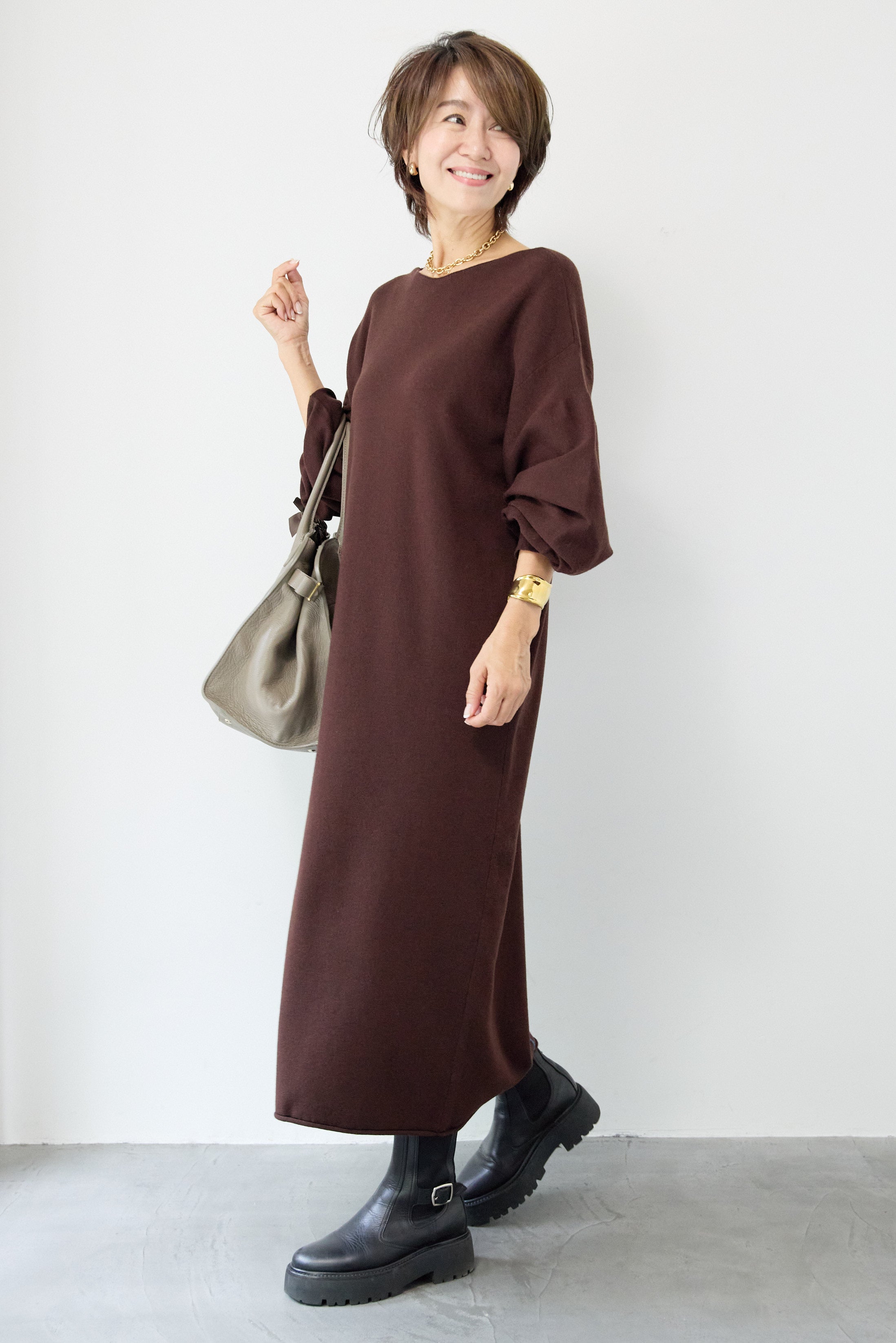 防静電気】前後2WAY配色ラインやわもちニットワンピース – plusotoha