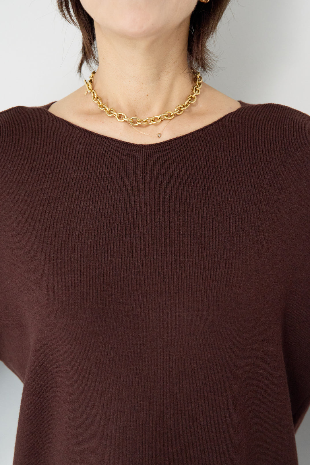 【防静電気】前後2WAY配色ラインやわもちニットワンピース