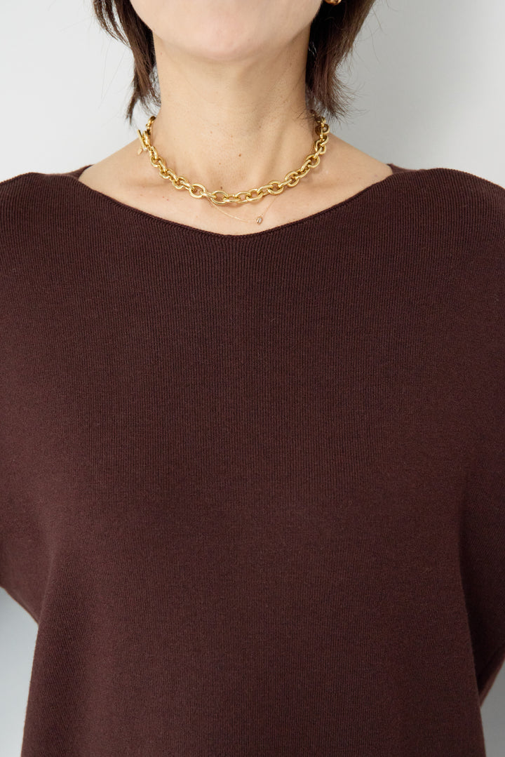 【防静電気】前後2WAY配色ラインやわもちニットワンピース