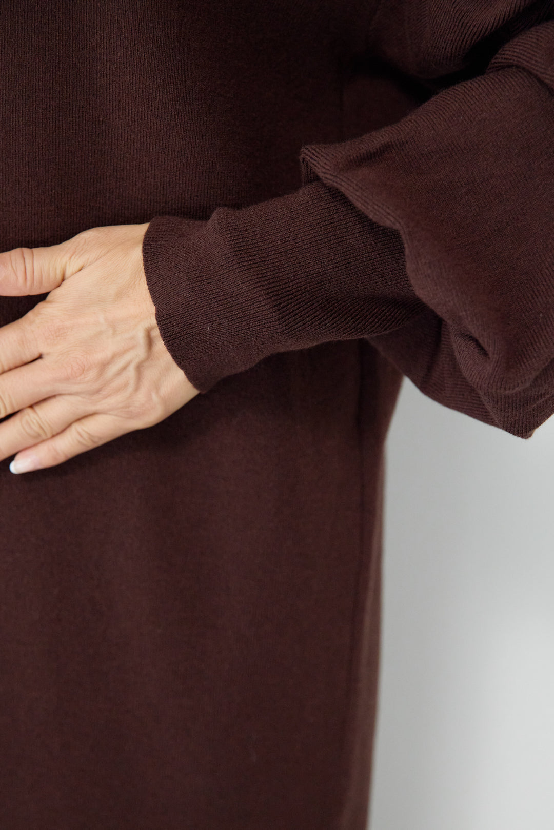 【防静電気】前後2WAY配色ラインやわもちニットワンピース