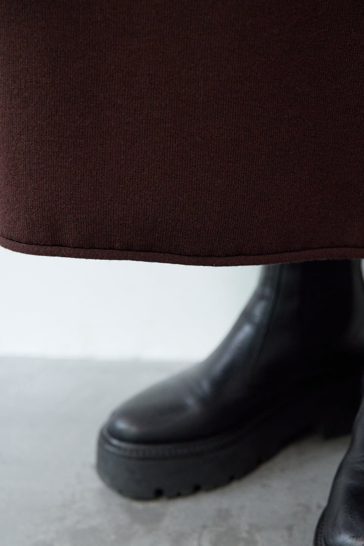 【防静電気】前後2WAY配色ラインやわもちニットワンピース