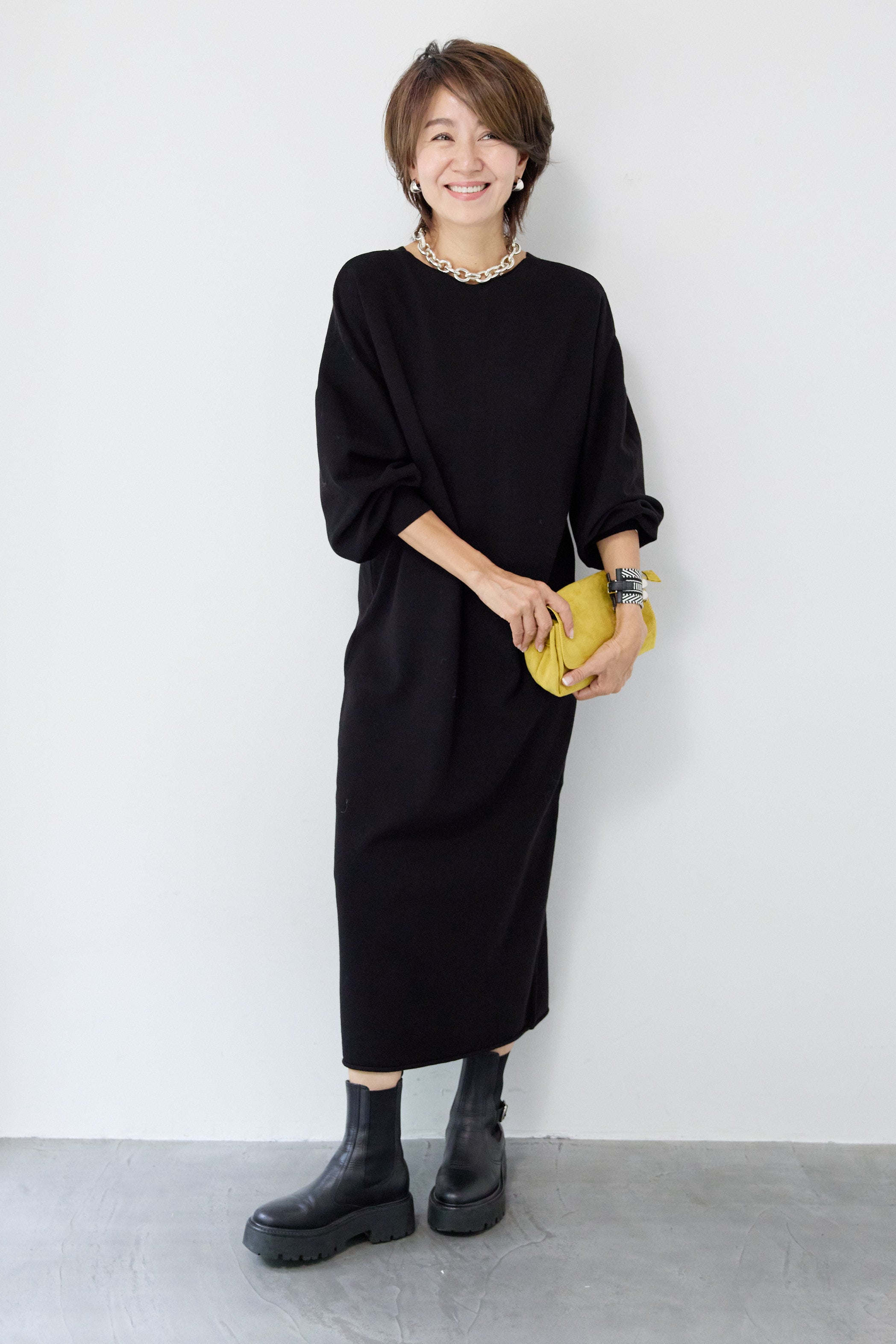 防静電気】前後2WAY配色ラインやわもちニットワンピース – plusotoha