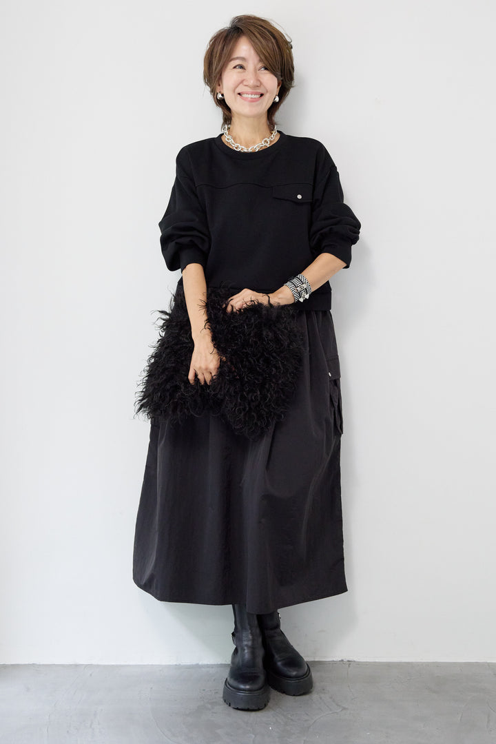 異素材ドッキングワンピース