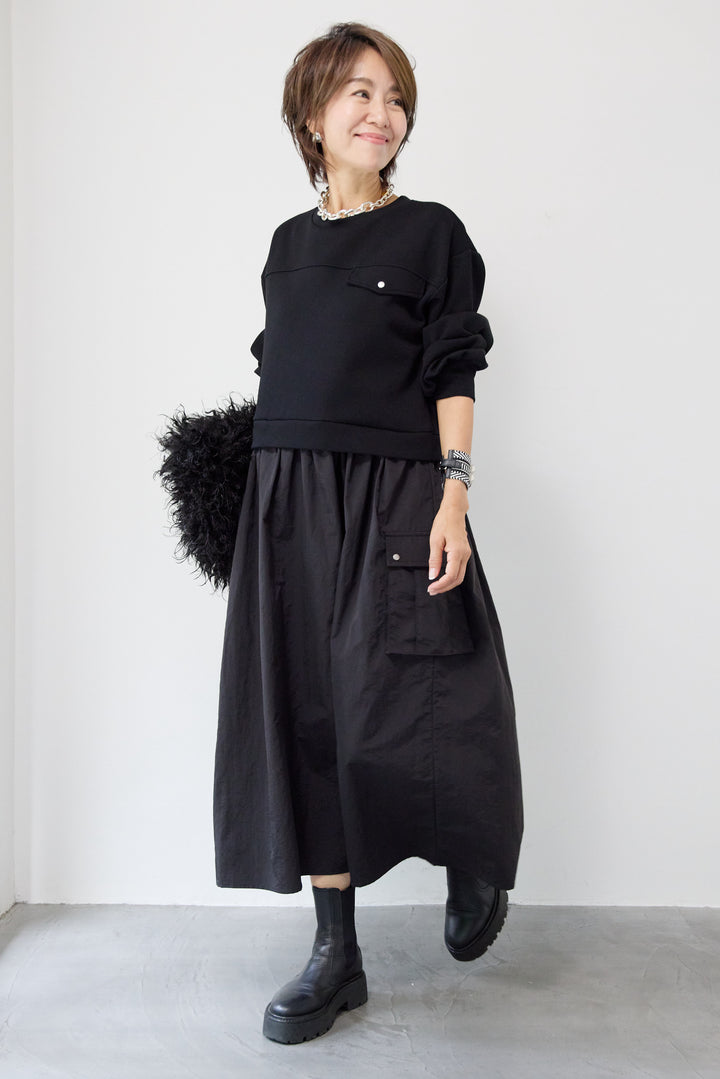 異素材ドッキングワンピース