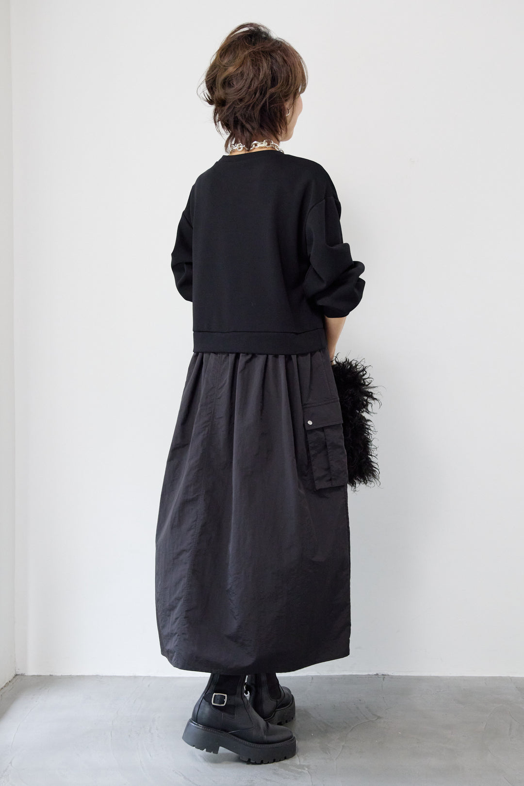 異素材ドッキングワンピース