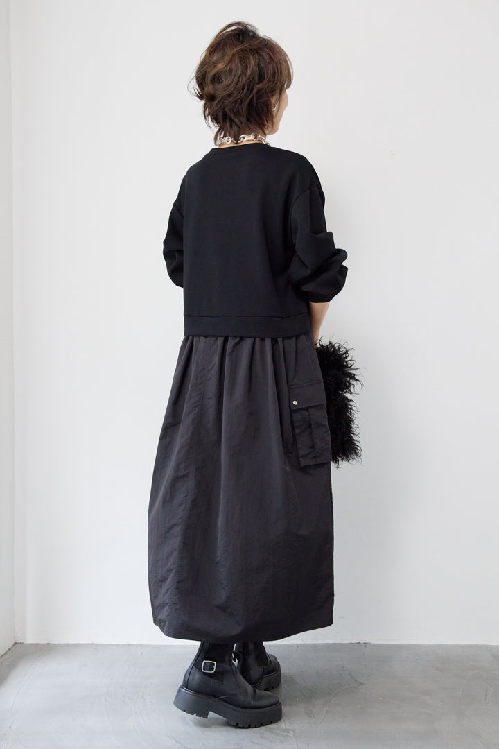 異素材ドッキングワンピース