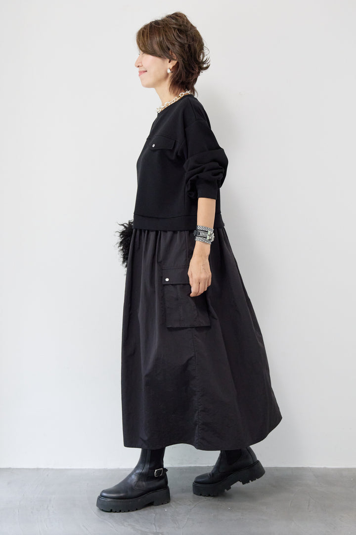 異素材ドッキングワンピース