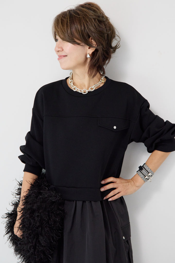 異素材ドッキングワンピース