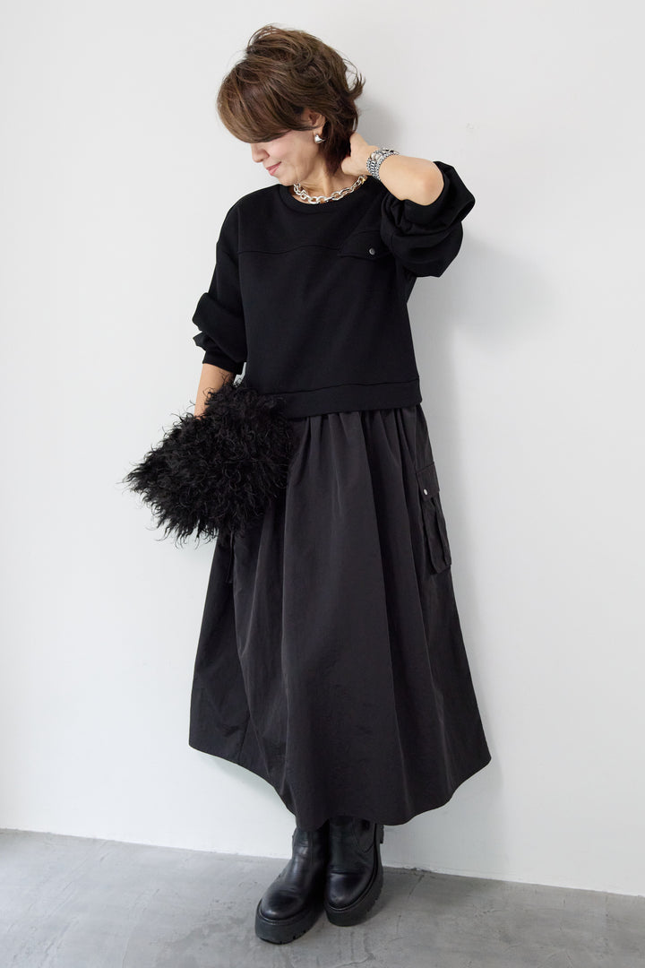 異素材ドッキングワンピース