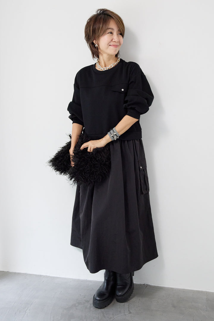 異素材ドッキングワンピース