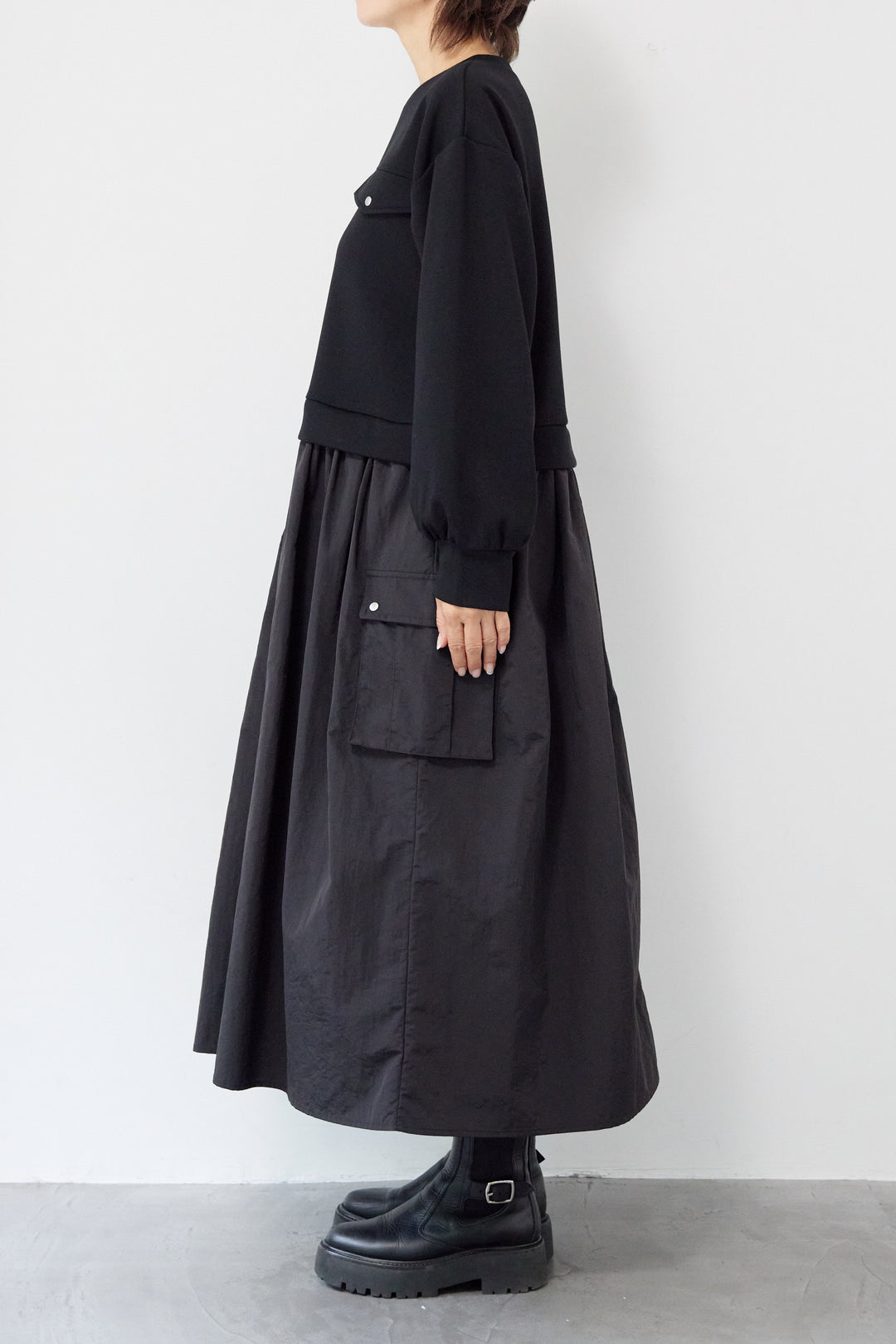 異素材ドッキングワンピース