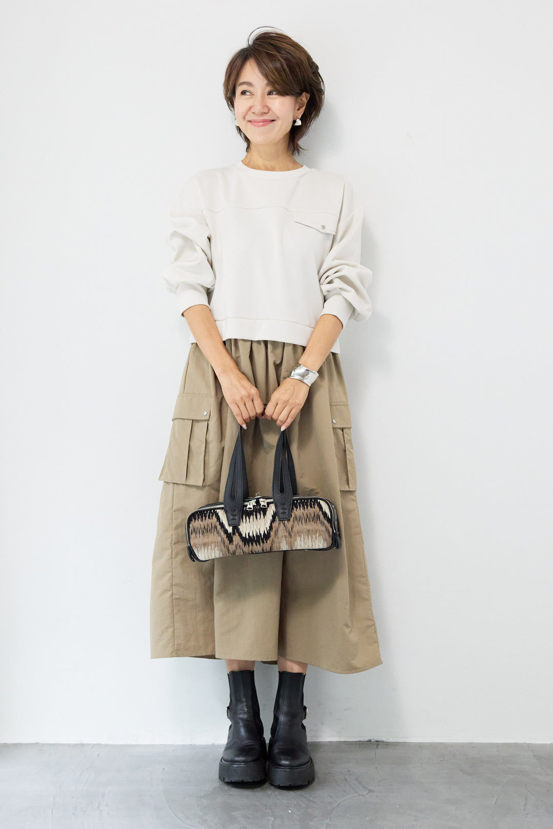 異素材ドッキングワンピース