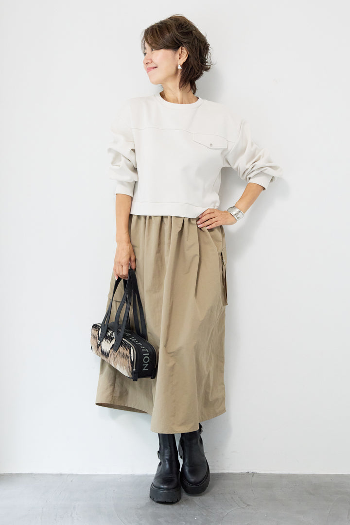 異素材ドッキングワンピース