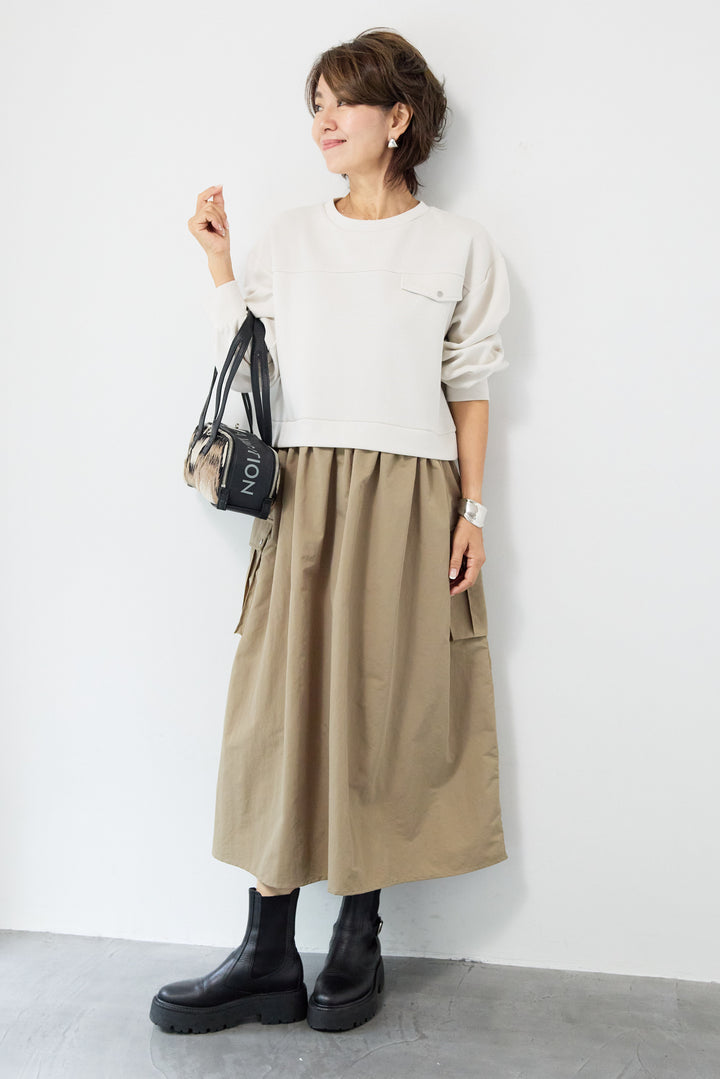 異素材ドッキングワンピース