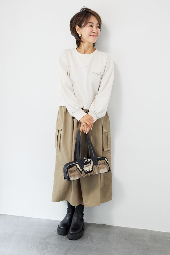 異素材ドッキングワンピース