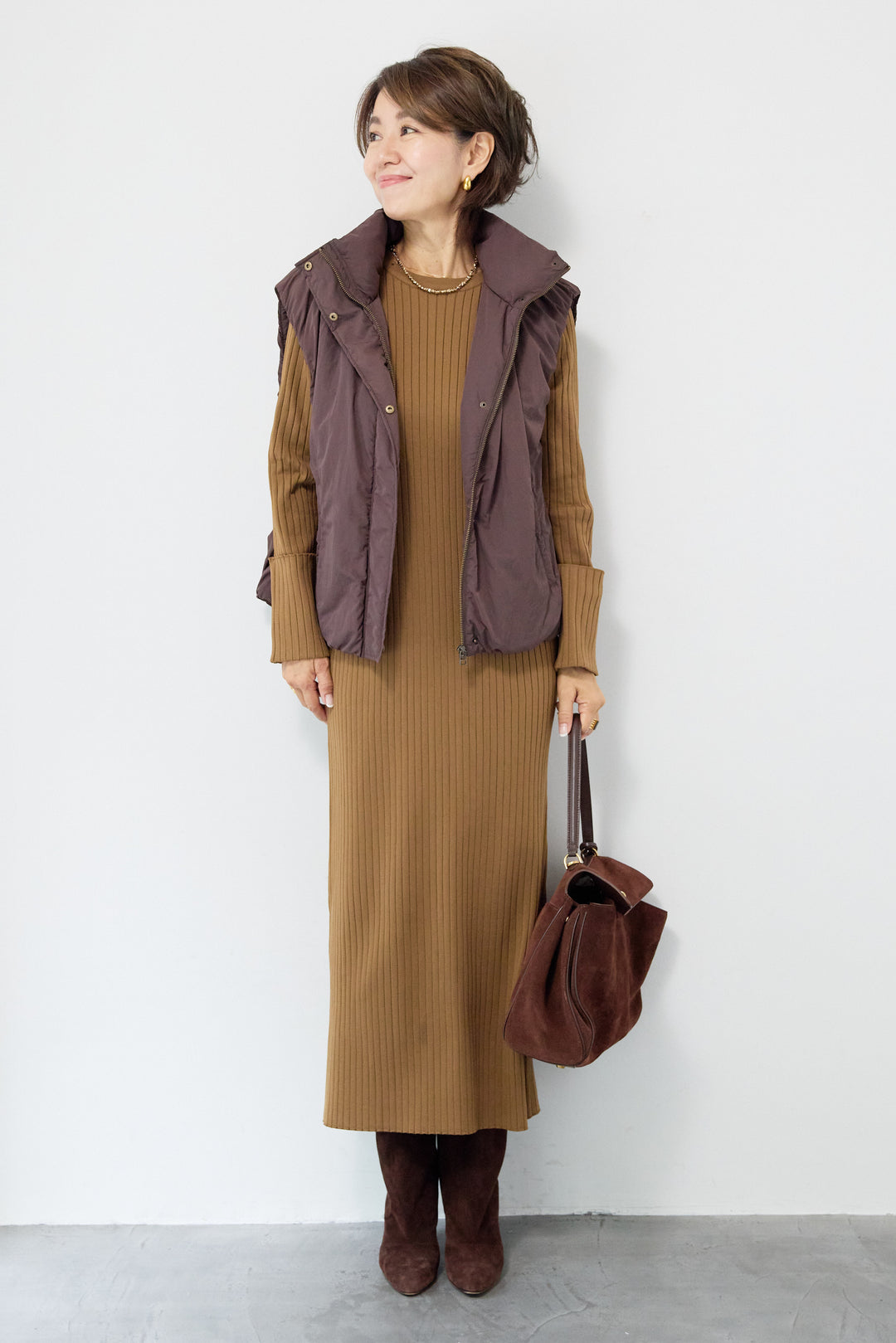 薄中綿バルーンベスト