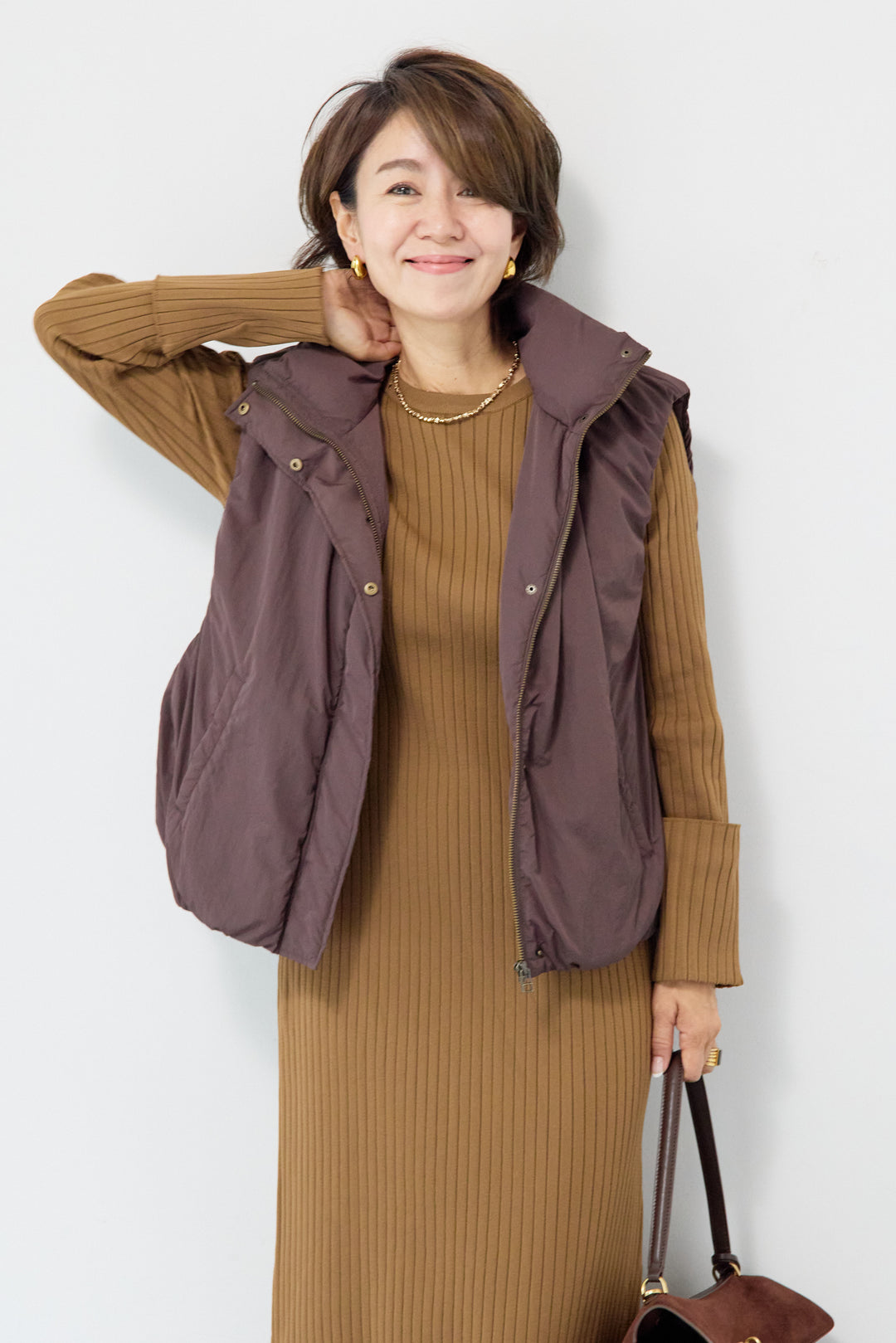 薄中綿バルーンベスト