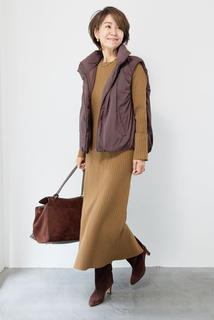 リブニットロングワンピース