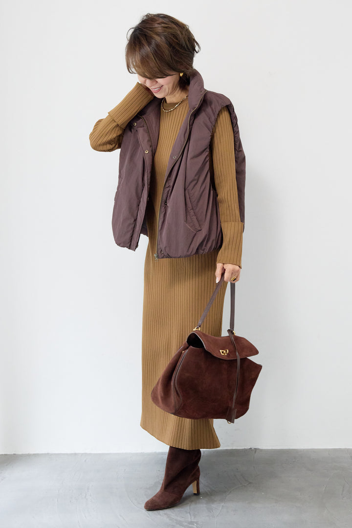 リブニットロングワンピース