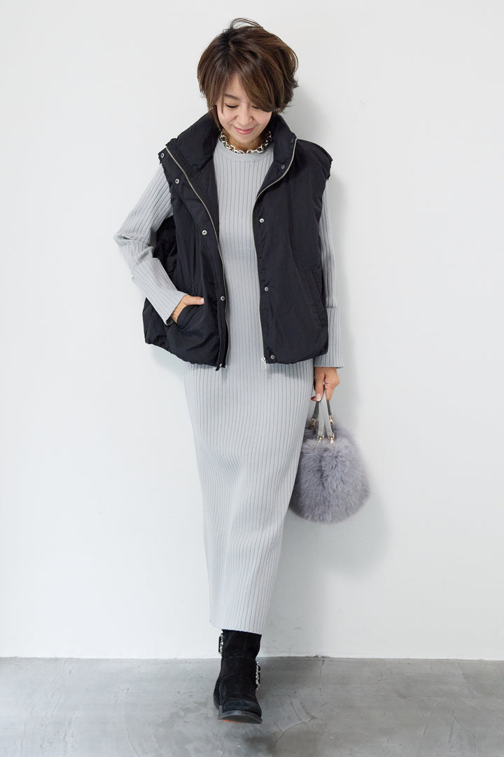 リブニットロングワンピース