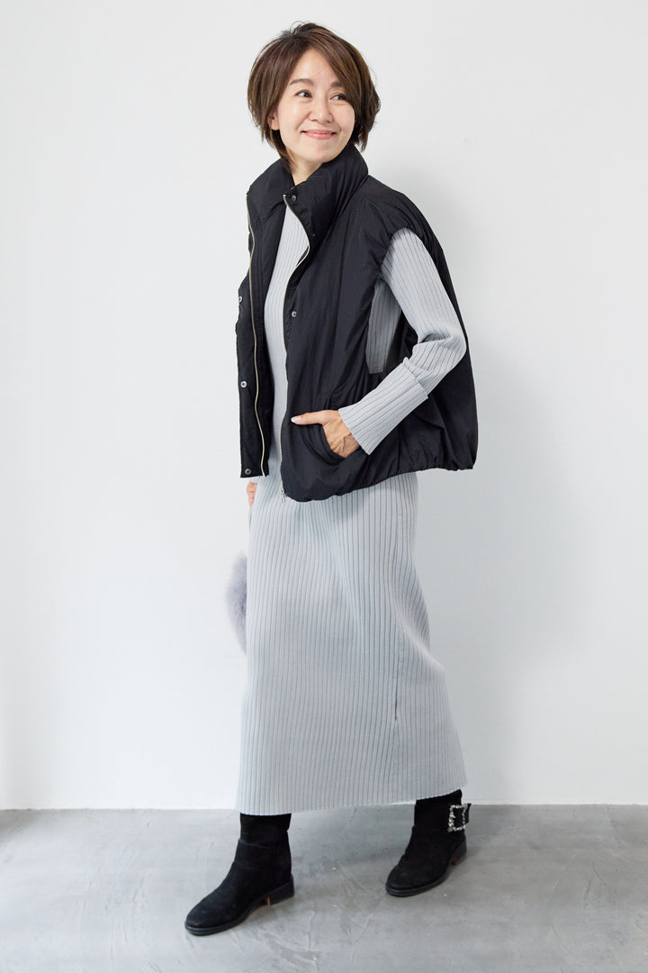 リブニットロングワンピース