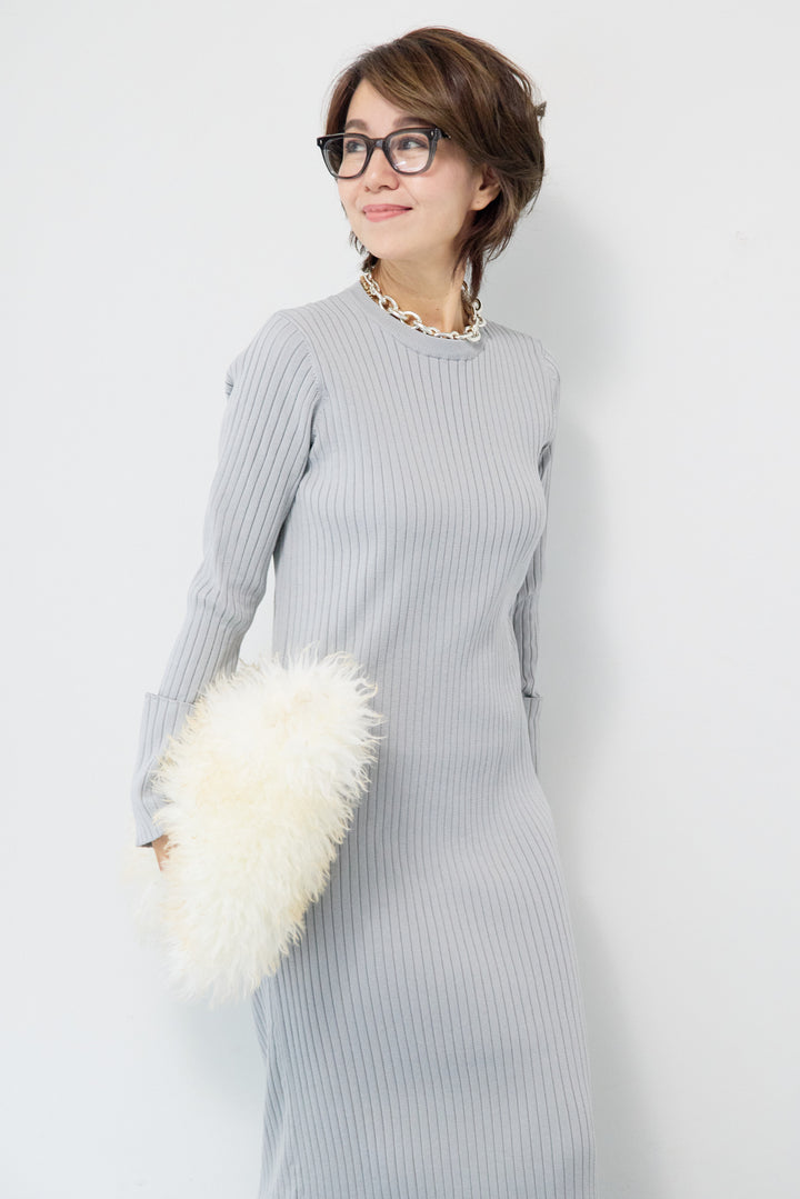 リブニットロングワンピース