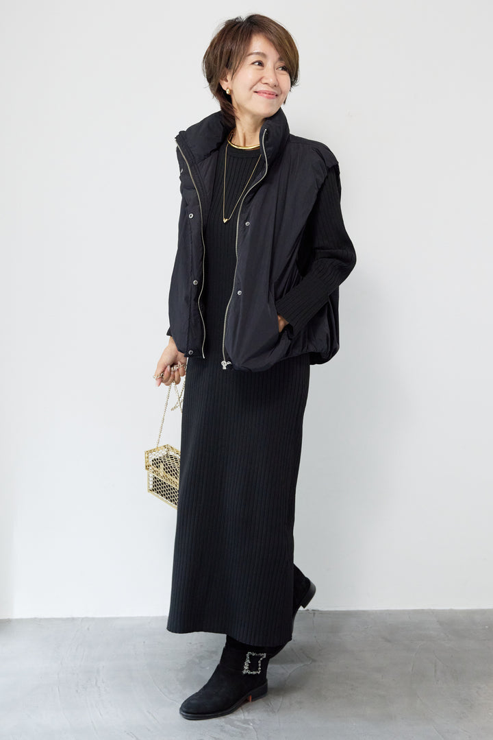 リブニットロングワンピース