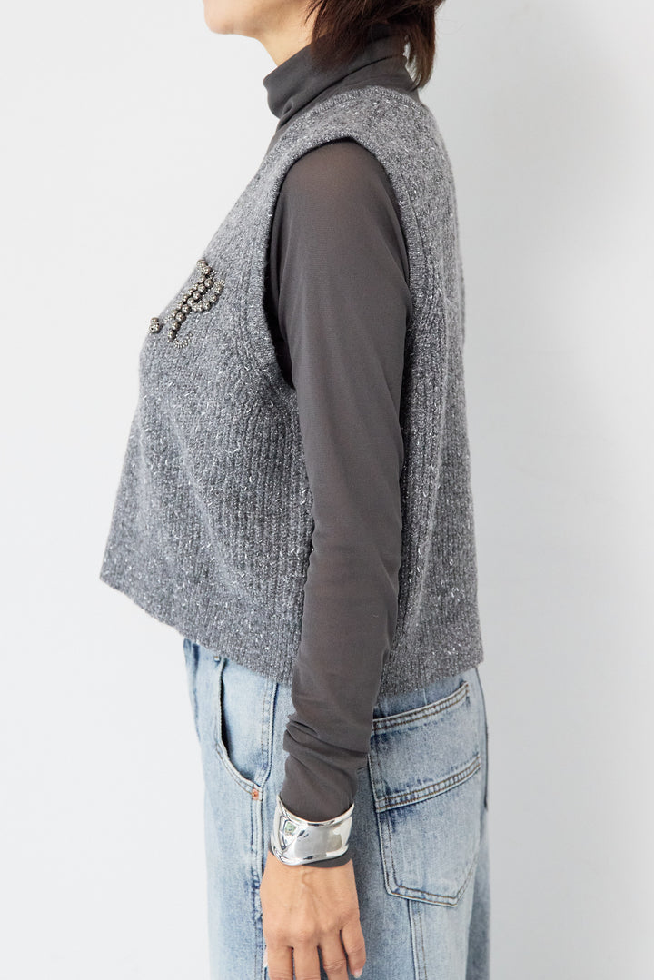 ビーズロゴショートベスト