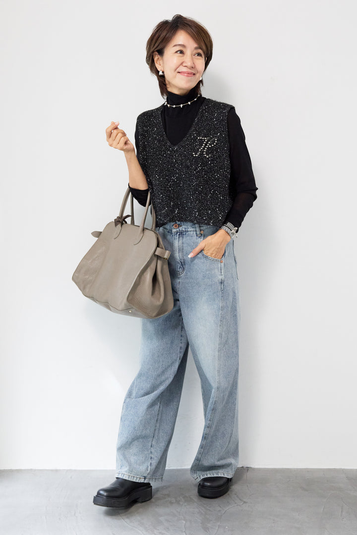 ビーズロゴショートベスト