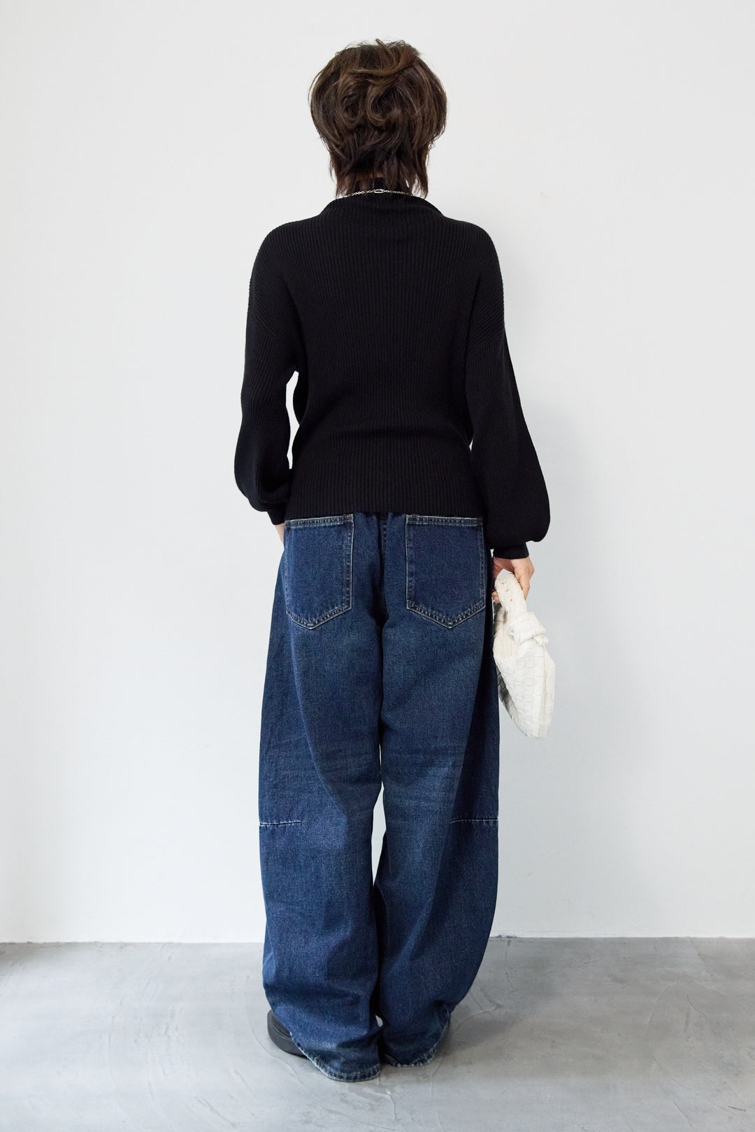 ボリュームスリーブリブニット