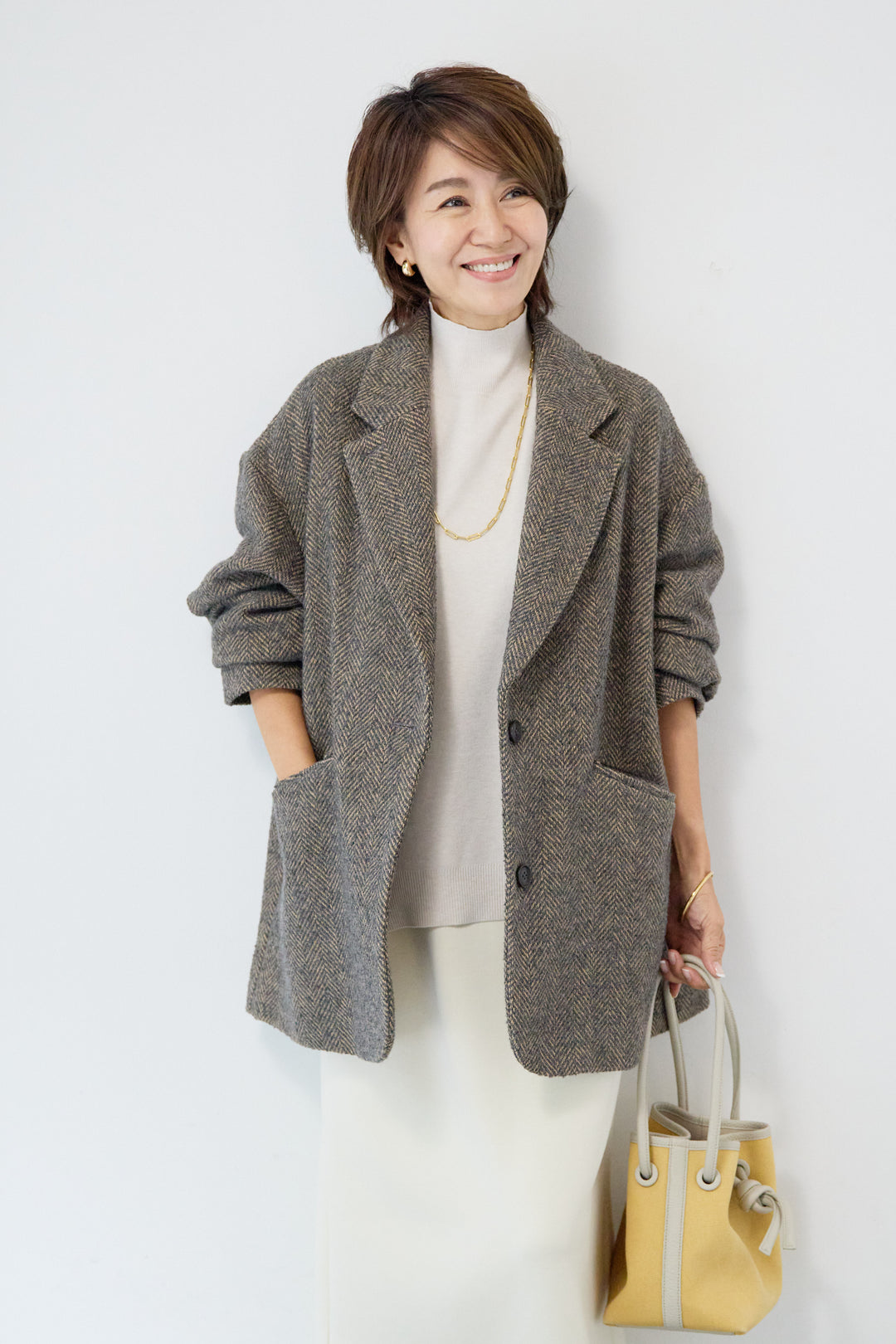 ヘリンボーンジャケットコート