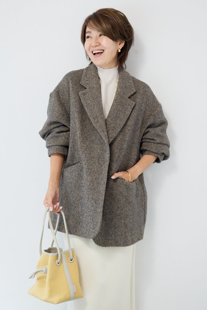 ヘリンボーンジャケットコート