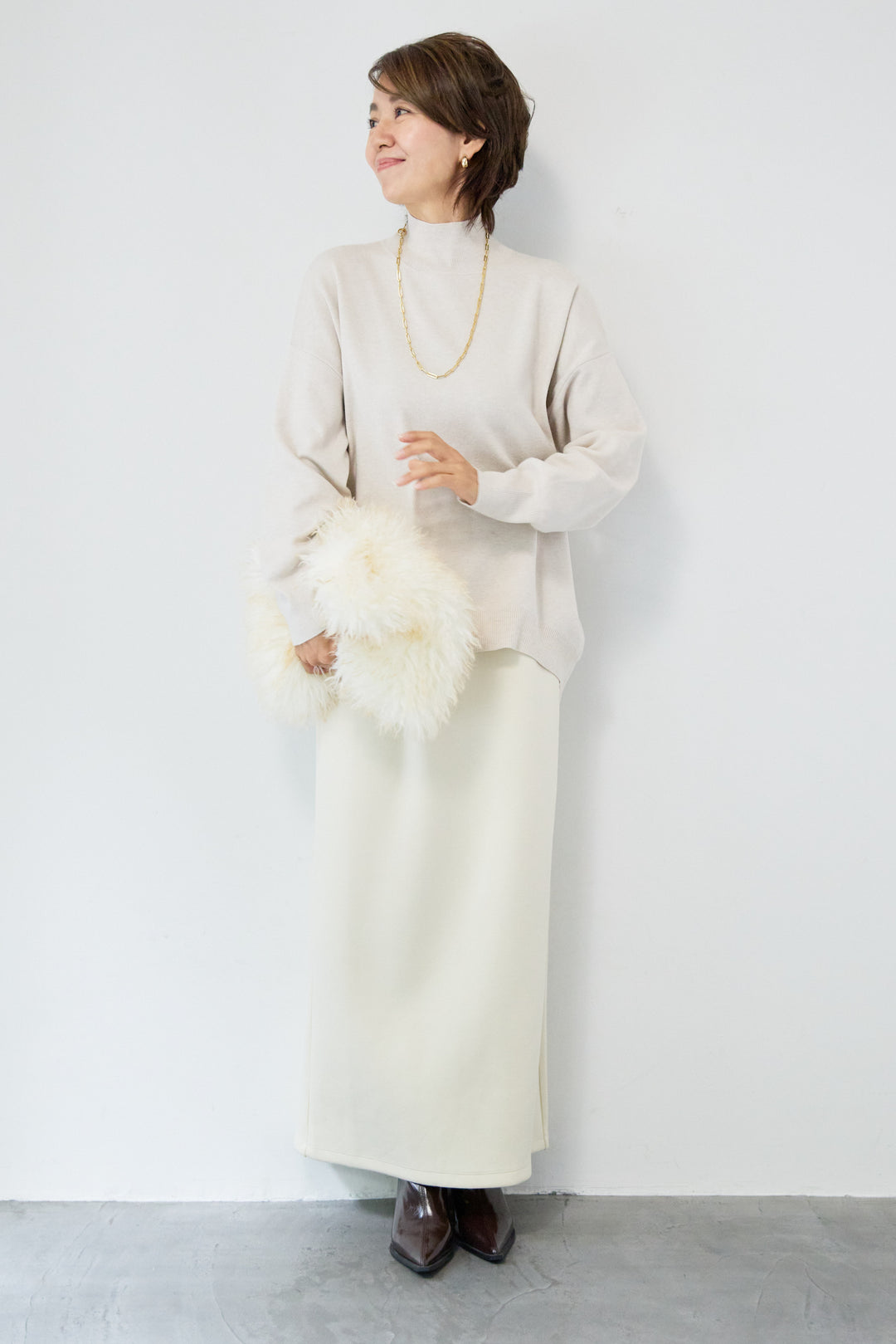 【防静電気】ハイネックやわもちニット