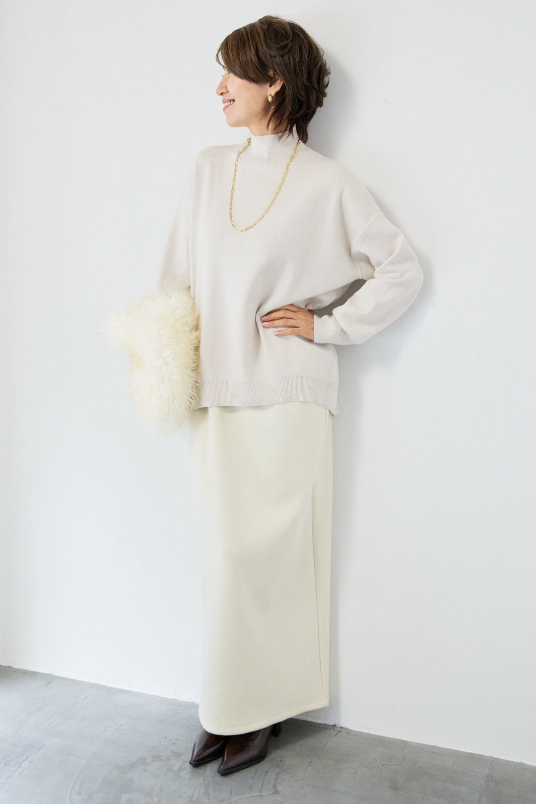 【防静電気】ハイネックやわもちニット