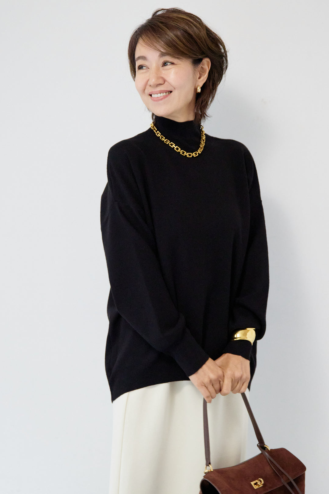 【防静電気】ハイネックやわもちニット