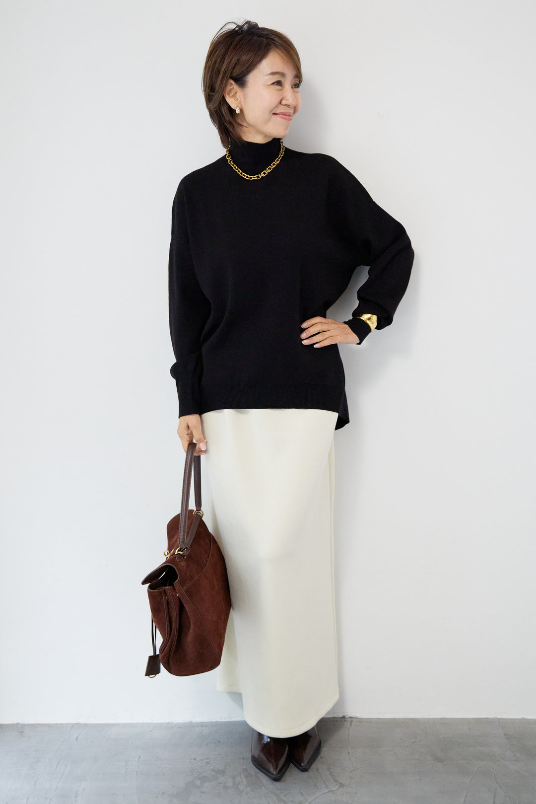 【防静電気】ハイネックやわもちニット